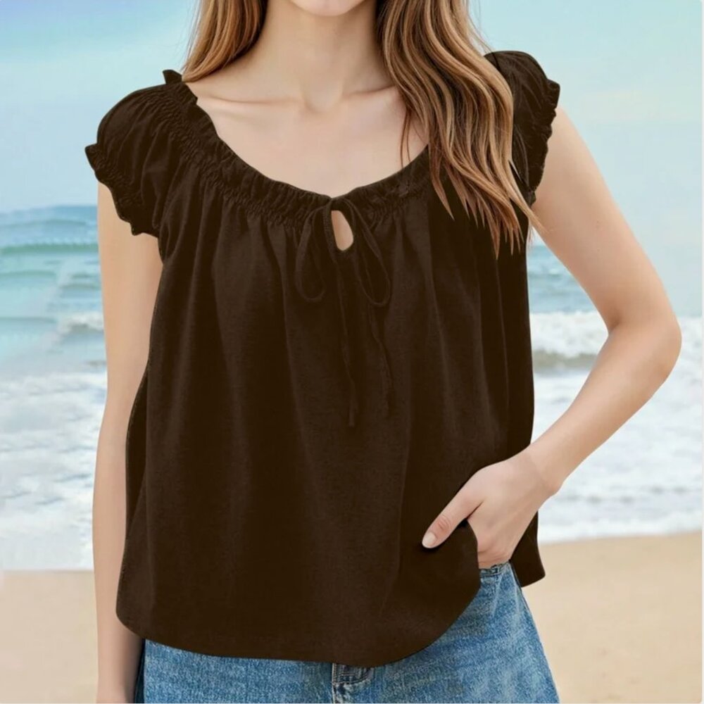Cap Sleeve Peasant Top